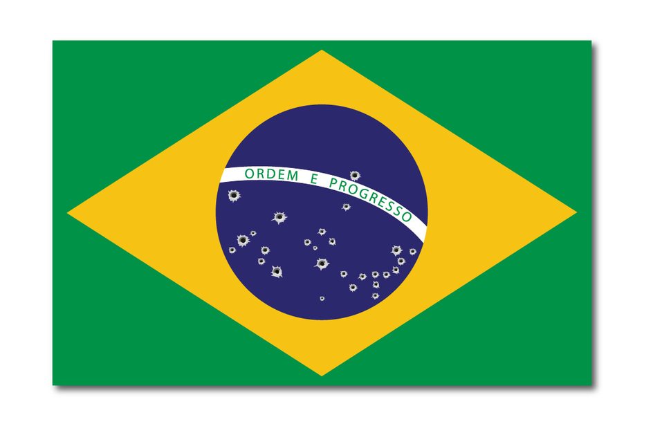 Imagem Arma na mão, corpos aos pés