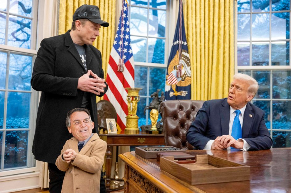 Imagem Bolsonaro se disfarça de filho de Musk para tentar agenda com Trump