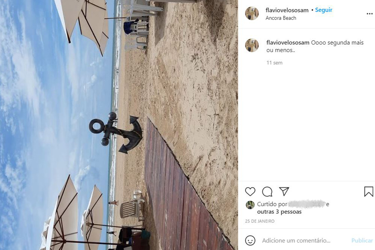 Uma das fotos publicadas pelo sargento Veloso no Instagram