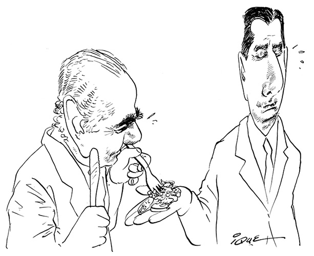 Charge vencedora do prêmio Esso de 1991 mostra Brizola comendo na mão de Collor