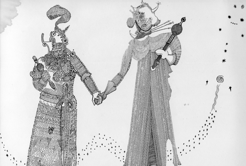 Alguns dos desenhos inéditos de John Howard, feitos em papel